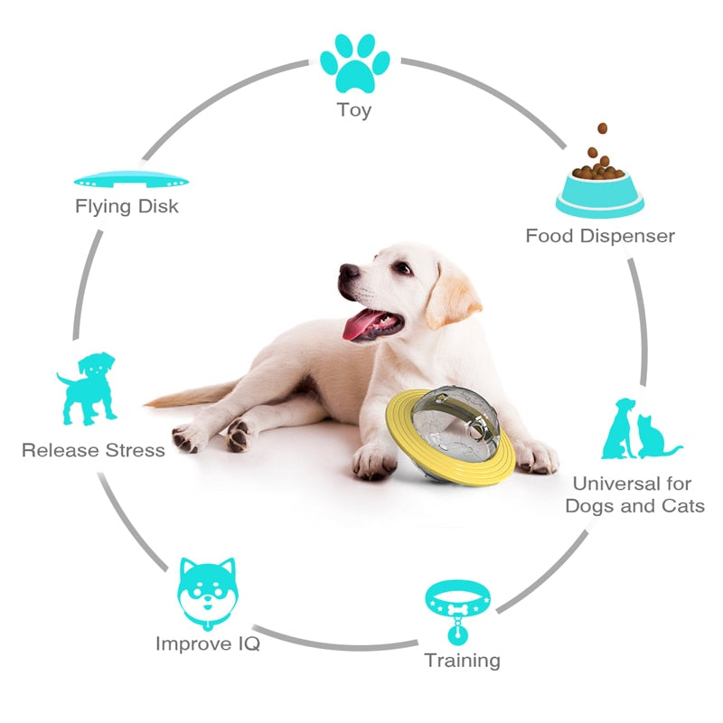 Bite-Resistant Dog Frisbee – Rotating Disc Fetch Toy for Outdoor Play & Training