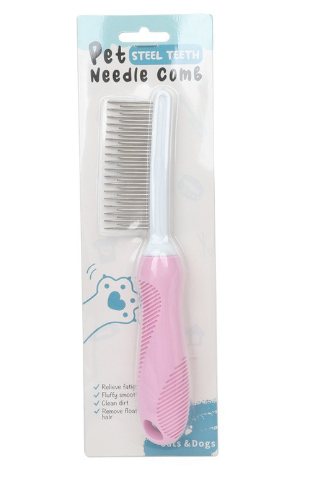Pet Grooming Needle Comb – Detangling Rake for Dogs & Cats, Removes Loose Fur & Mats