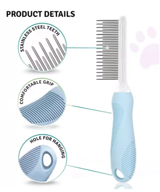 Pet Grooming Needle Comb – Detangling Rake for Dogs & Cats, Removes Loose Fur & Mats
