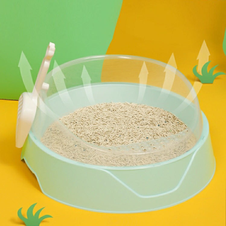 Large Semi-Enclosed Cat Litter Box – Hooded Privacy Pan with Scoop, Easy to Clean