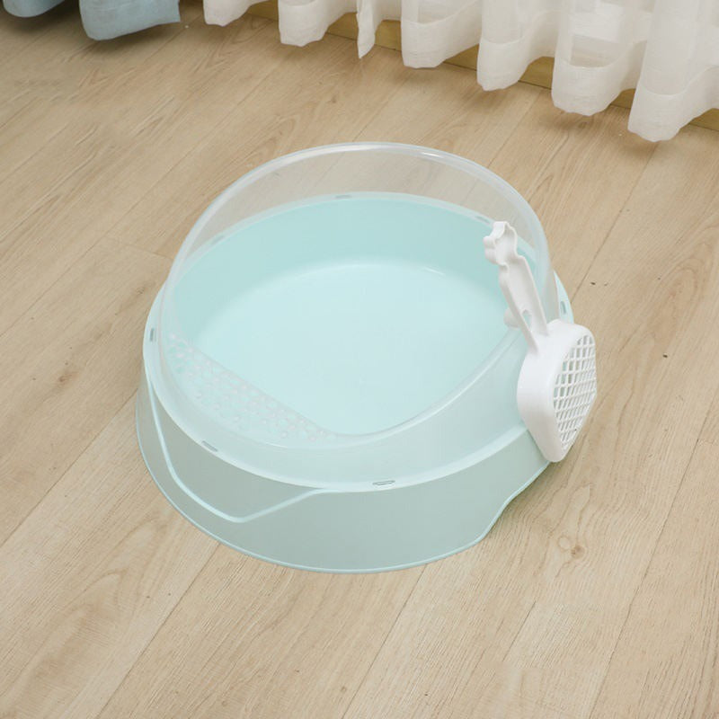 Large Semi-Enclosed Cat Litter Box – Hooded Privacy Pan with Scoop, Easy to Clean